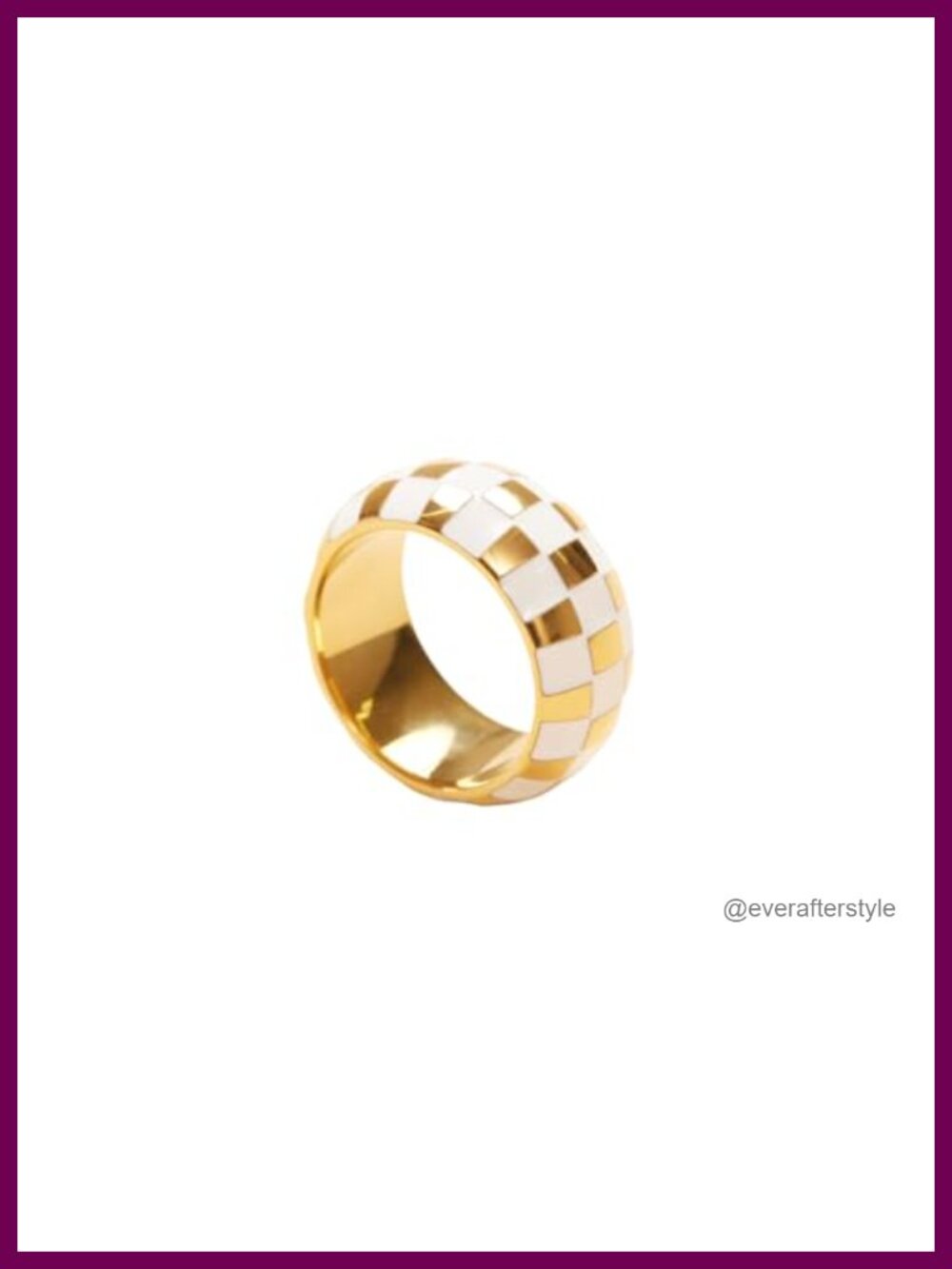 18K Gold Plated Titanium Checker Band Ring Stackable Minimalist